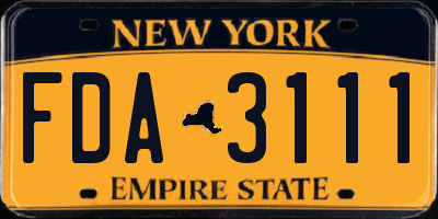 NY license plate FDA3111