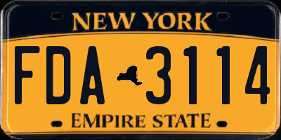 NY license plate FDA3114