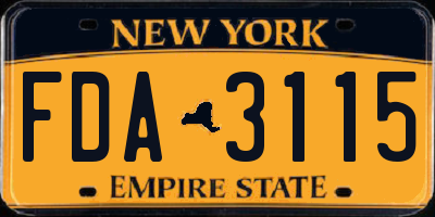 NY license plate FDA3115