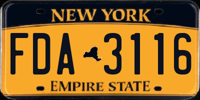 NY license plate FDA3116