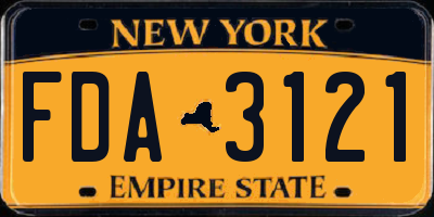NY license plate FDA3121
