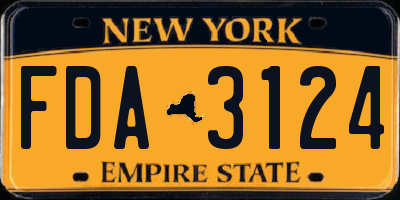 NY license plate FDA3124