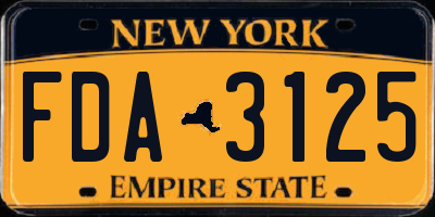 NY license plate FDA3125