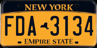 NY license plate FDA3134