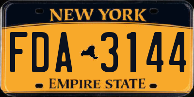 NY license plate FDA3144