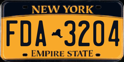 NY license plate FDA3204