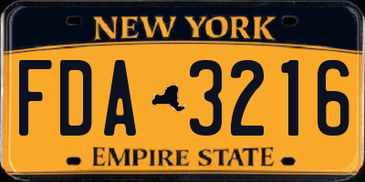 NY license plate FDA3216