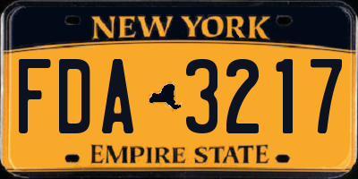 NY license plate FDA3217