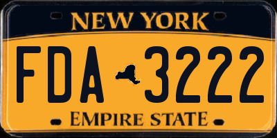 NY license plate FDA3222