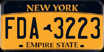NY license plate FDA3223