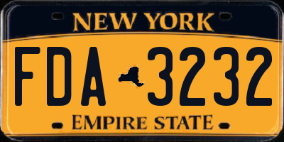 NY license plate FDA3232
