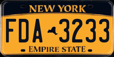 NY license plate FDA3233