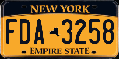 NY license plate FDA3258
