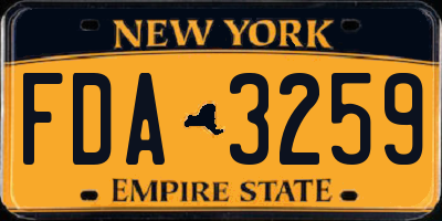 NY license plate FDA3259