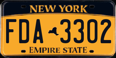 NY license plate FDA3302