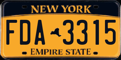 NY license plate FDA3315