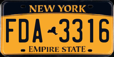 NY license plate FDA3316