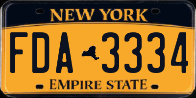NY license plate FDA3334