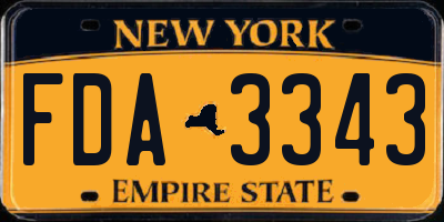 NY license plate FDA3343