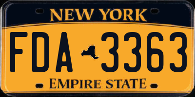 NY license plate FDA3363