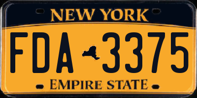 NY license plate FDA3375