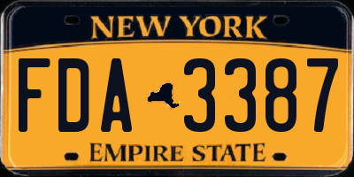 NY license plate FDA3387