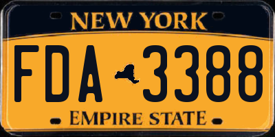 NY license plate FDA3388