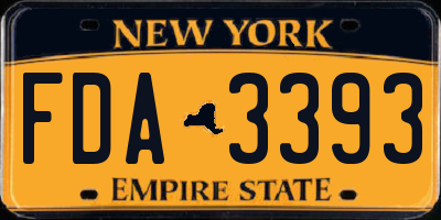 NY license plate FDA3393
