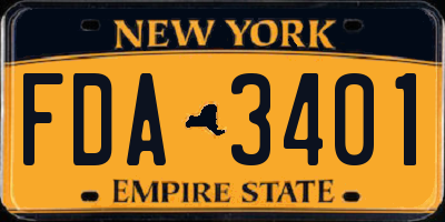 NY license plate FDA3401