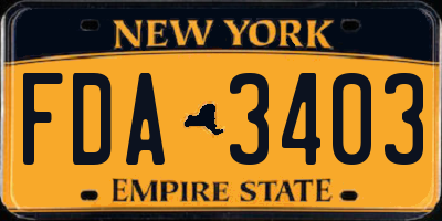 NY license plate FDA3403