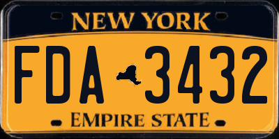 NY license plate FDA3432