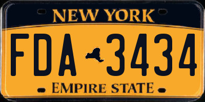 NY license plate FDA3434