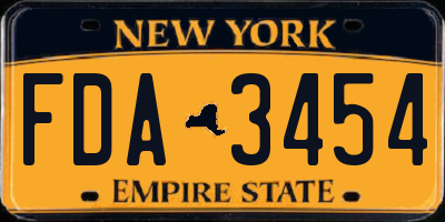 NY license plate FDA3454