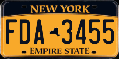 NY license plate FDA3455