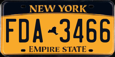 NY license plate FDA3466