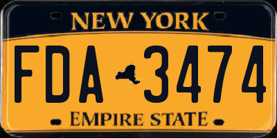 NY license plate FDA3474