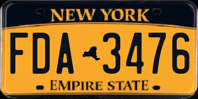 NY license plate FDA3476