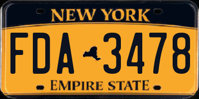 NY license plate FDA3478