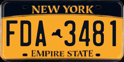 NY license plate FDA3481