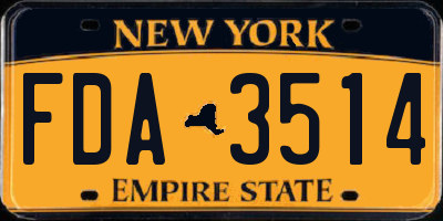 NY license plate FDA3514