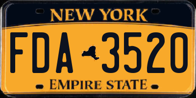NY license plate FDA3520
