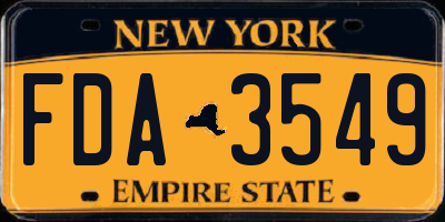 NY license plate FDA3549