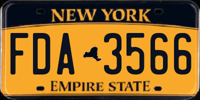 NY license plate FDA3566