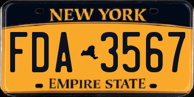 NY license plate FDA3567