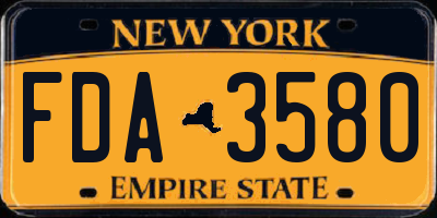 NY license plate FDA3580