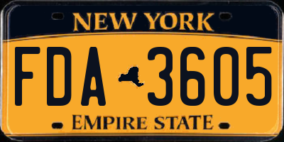 NY license plate FDA3605