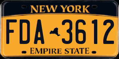 NY license plate FDA3612