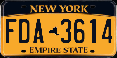 NY license plate FDA3614