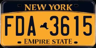 NY license plate FDA3615