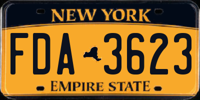 NY license plate FDA3623